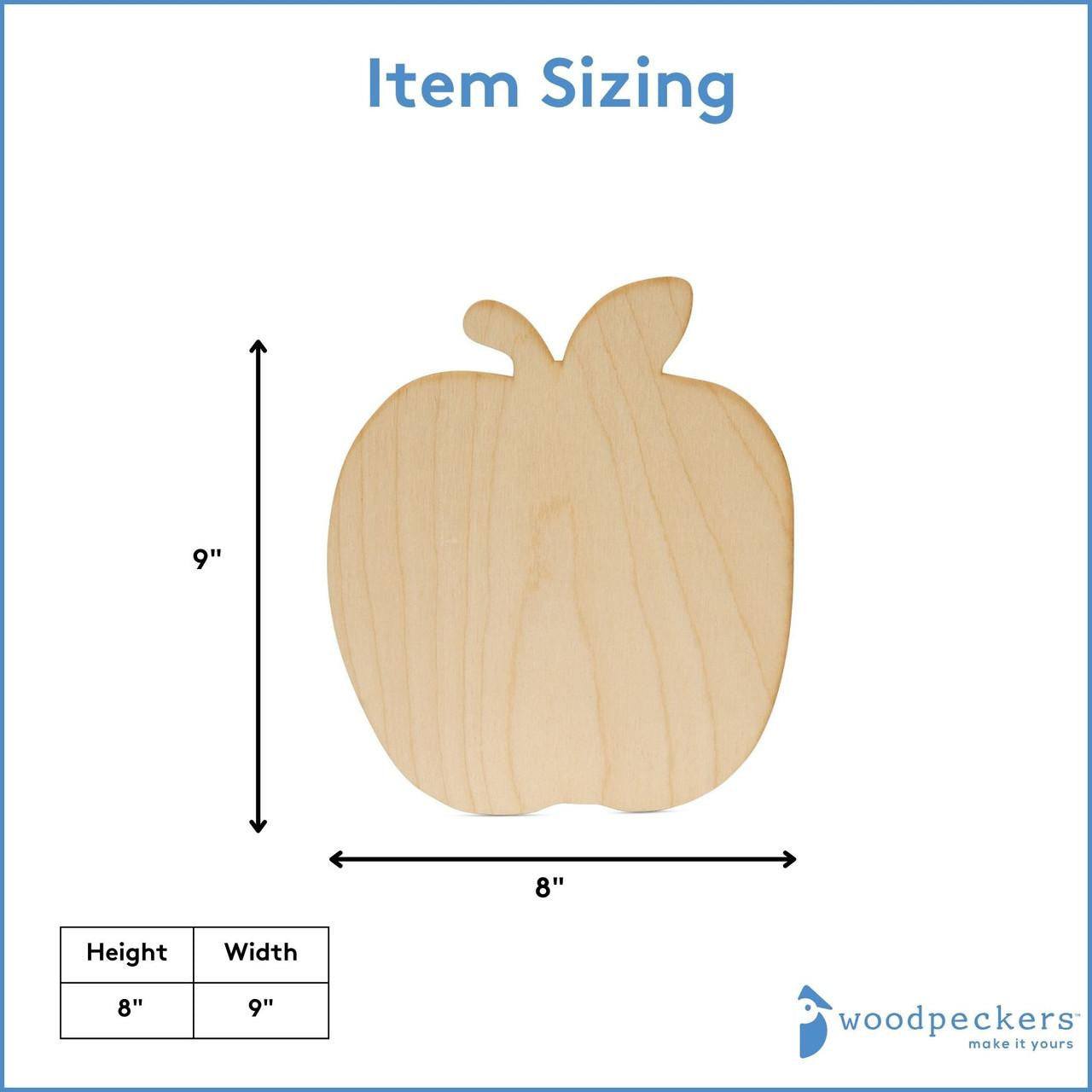 Woodpeckers Crafts Wood Apple Cutout Large 8" x 9", 1/8" Thick
