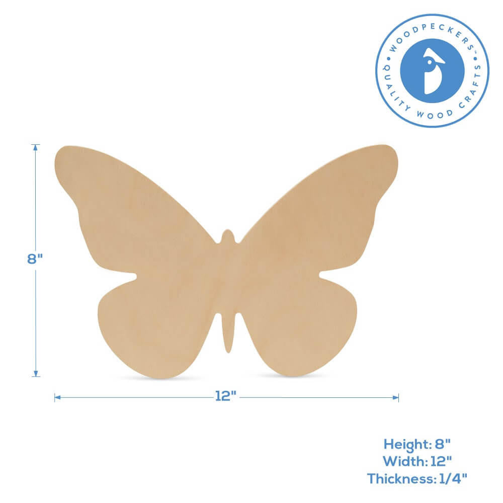 Wood Butterfly Cutout Large, 12" x 8"