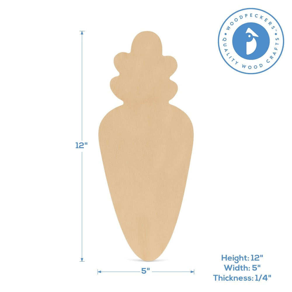 Woodpeckers Crafts Wood Carrot Cutout, Large, 12" x 5"