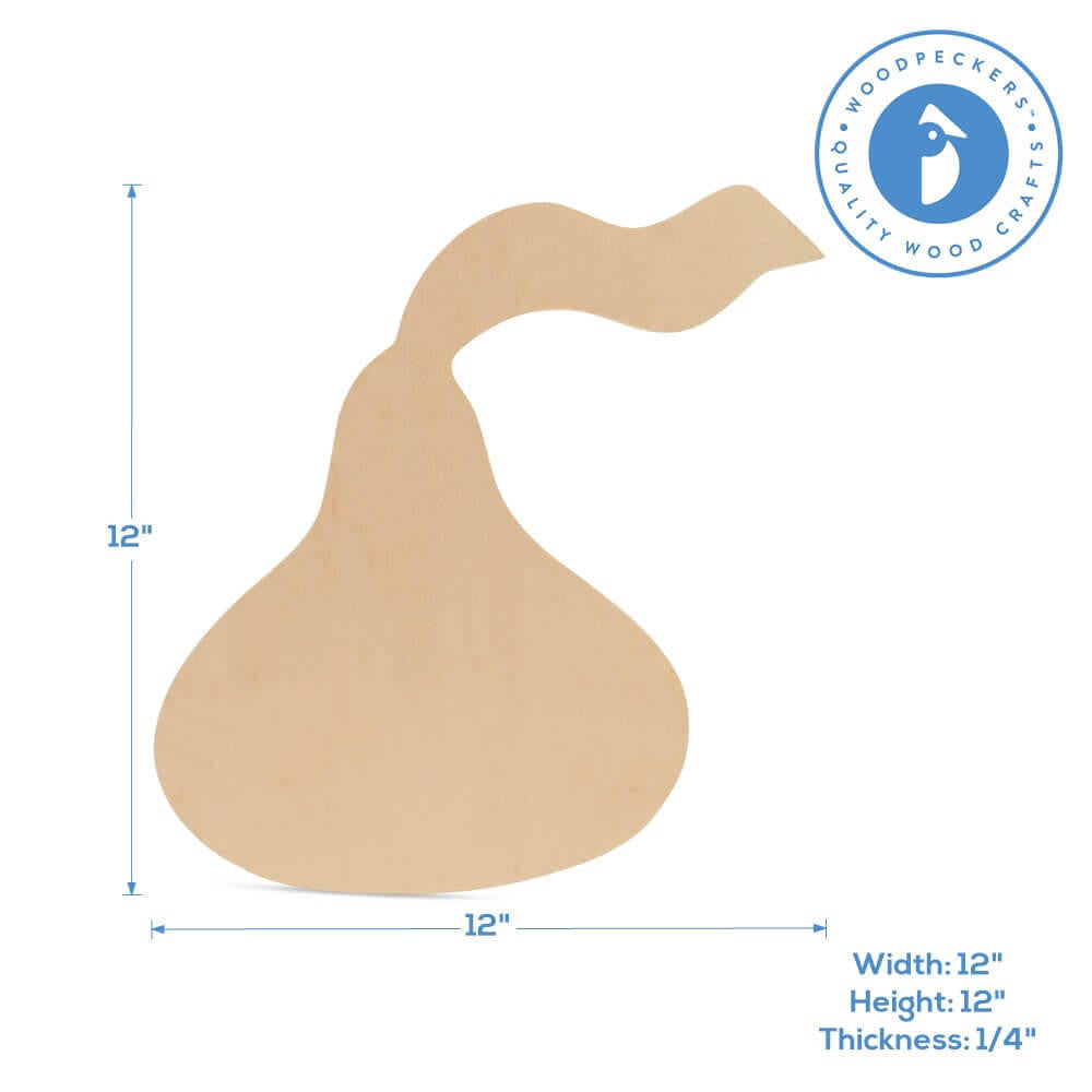 Wood Chocolate Kiss Large Cutout, 12" x 12"