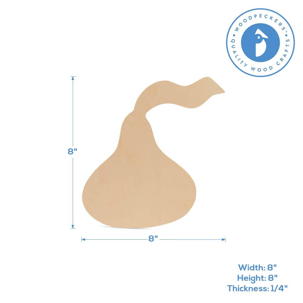Wood Chocolate Kiss Medium Cutout, 8" x 8"