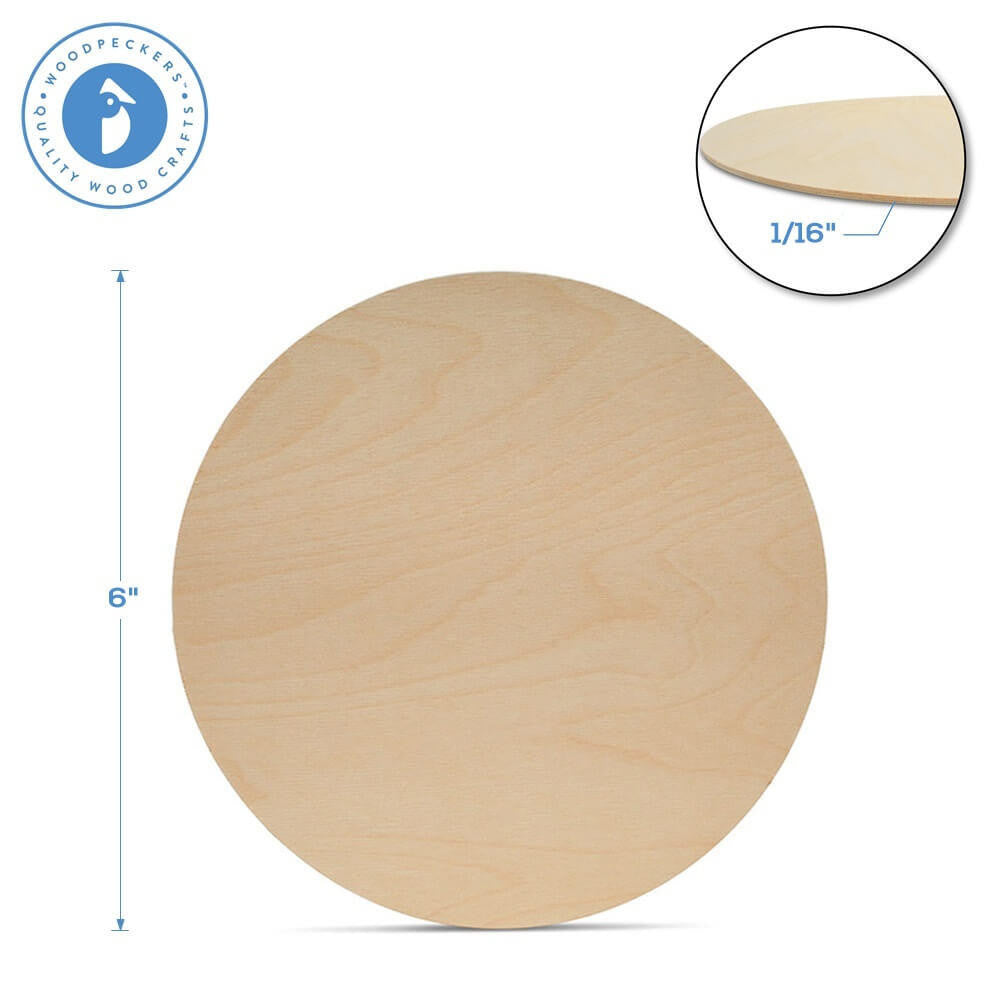 Wood Circle Cutout, 6", 1/16" Thickness