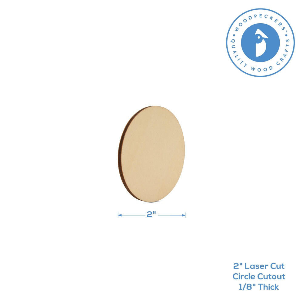 2" Wooden Circle Cutout, 1/8" Thick, Dark Edged