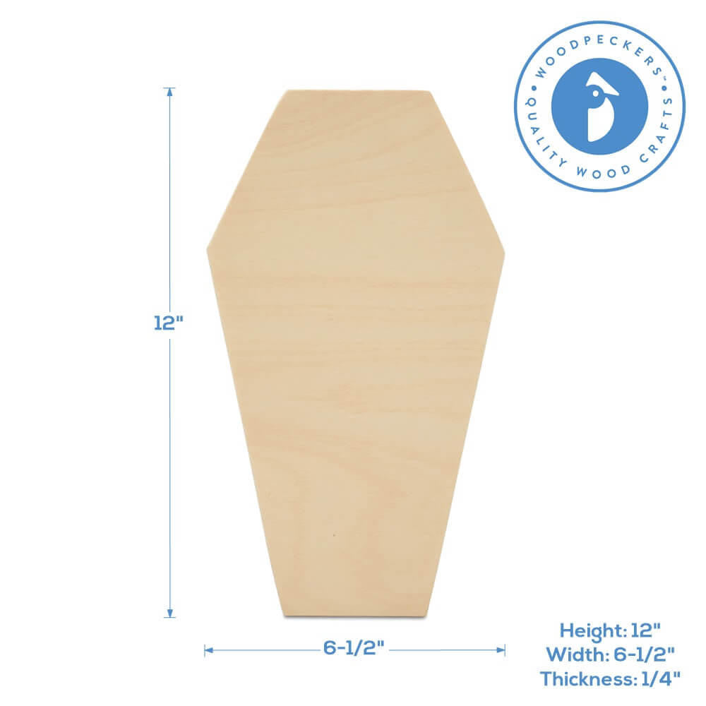 Woodpeckers Crafts Wood Coffin Cutout, 12" x 6-1/2"