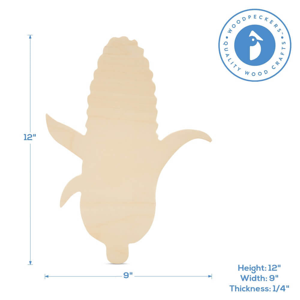 Woodpeckers Crafts Wood Corn on the Cob Cutout, 12" x 9"