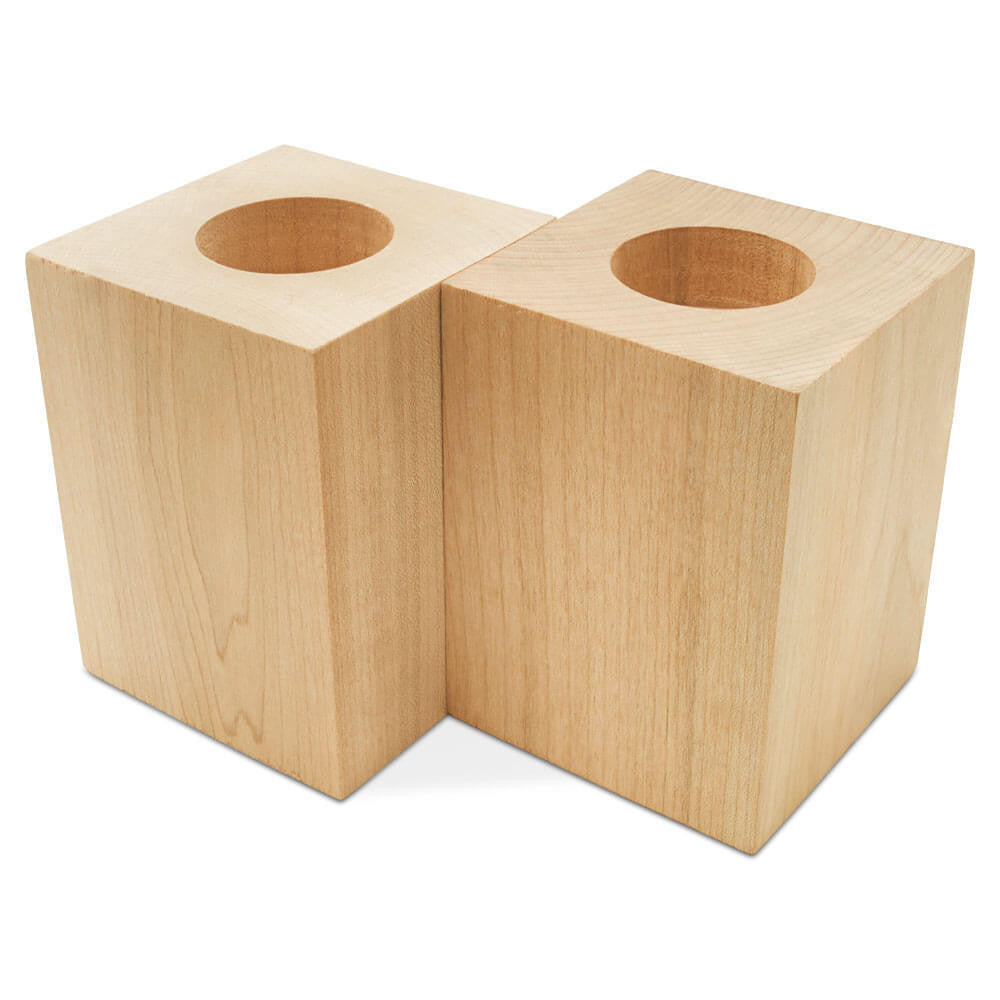 Woodpeckers Crafts Wood Cube Candle Holder for Tea Lights