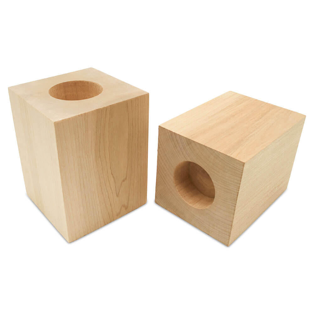 Woodpeckers Crafts Wood Cube Candle Holder for Tea Lights