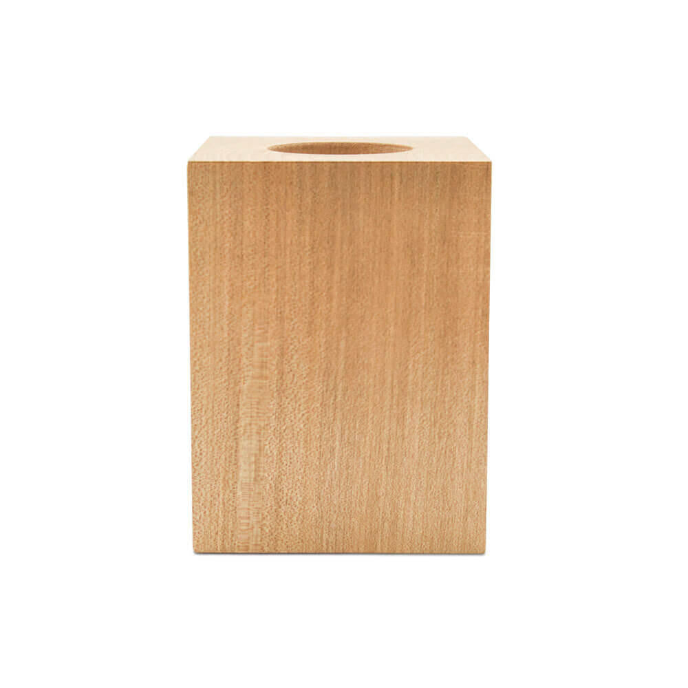 Woodpeckers Crafts Wood Cube Candle Holder for Tea Lights