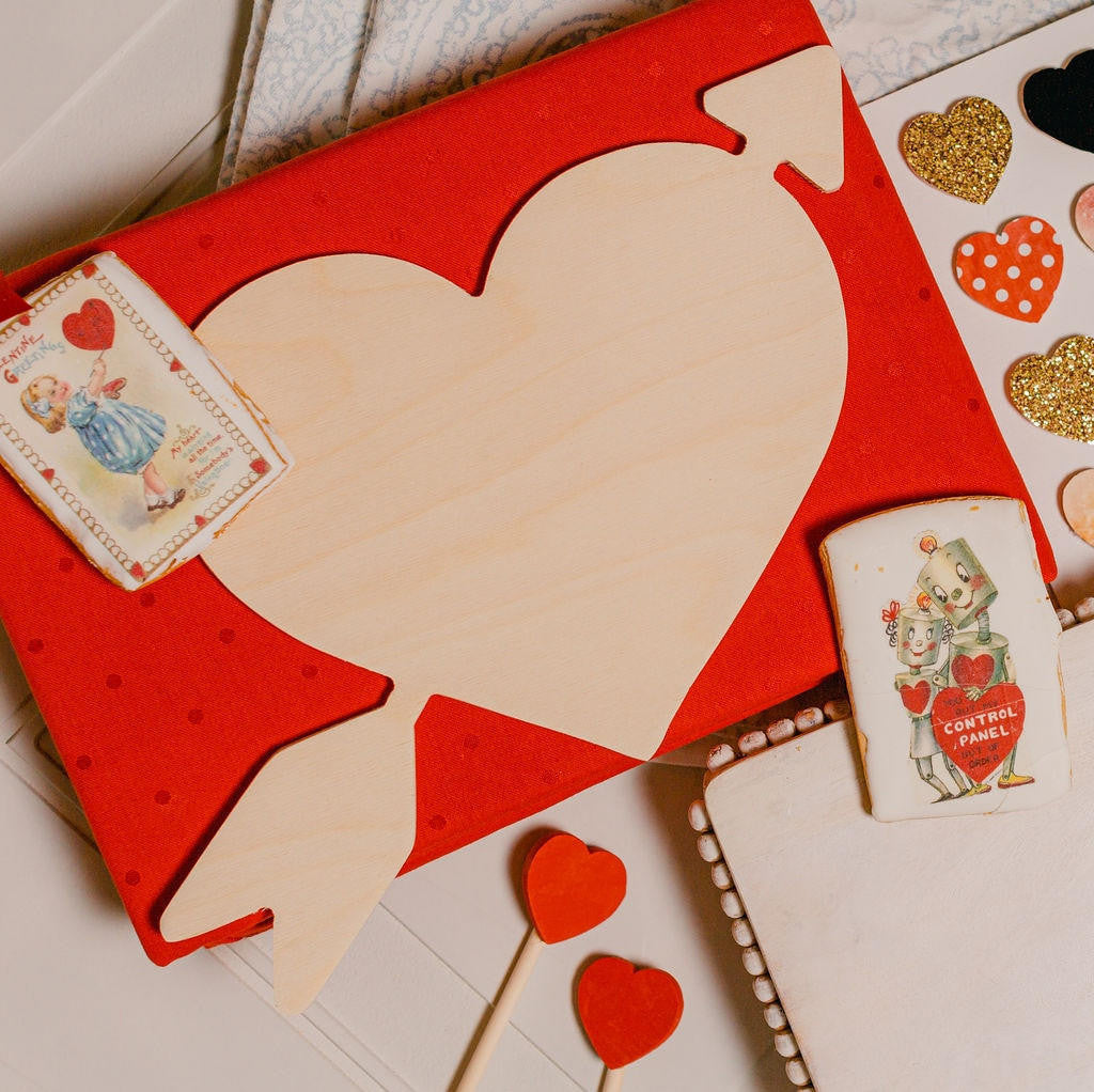 Wood Cupid Heart Cutout, 12" x 9.5"