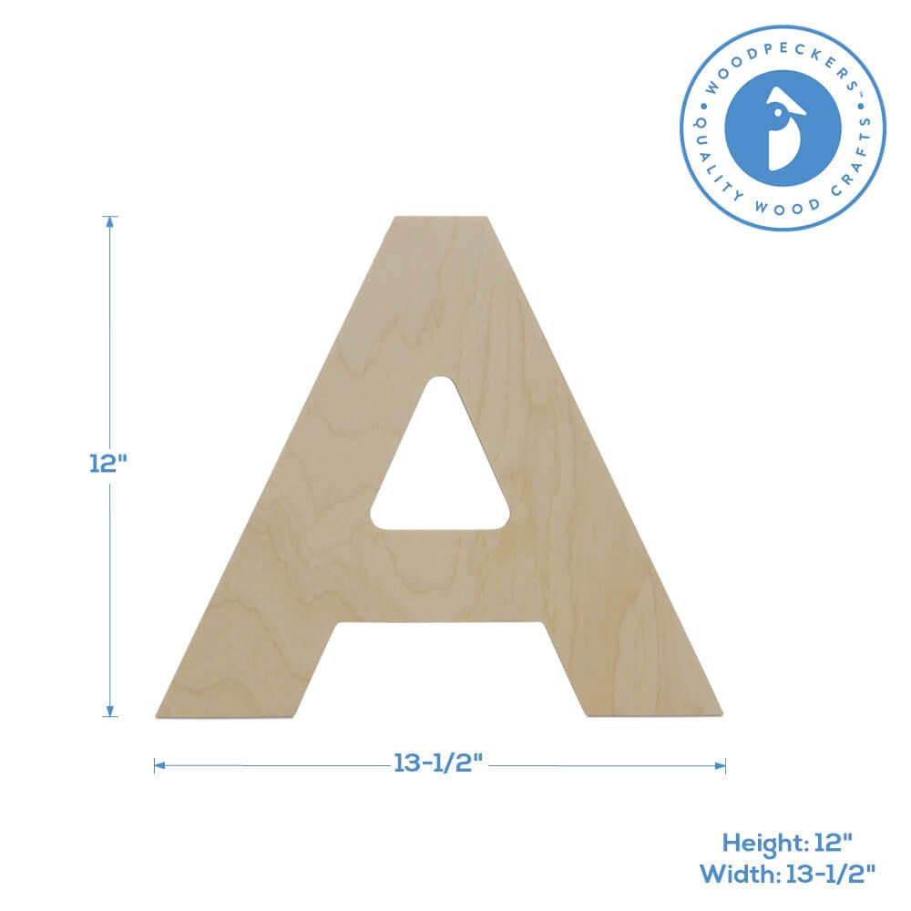 Woodpeckers Crafts Wood Cutout Letter A, 12"
