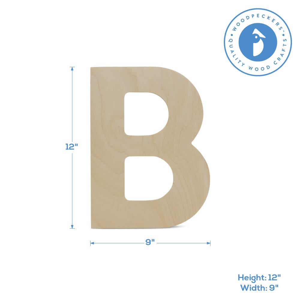 Woodpeckers Crafts Wood Cutout Letter B, 12"