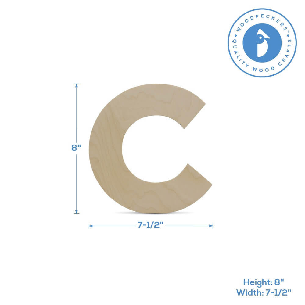 Woodpeckers Crafts Wood Cutout Letter C, 8"