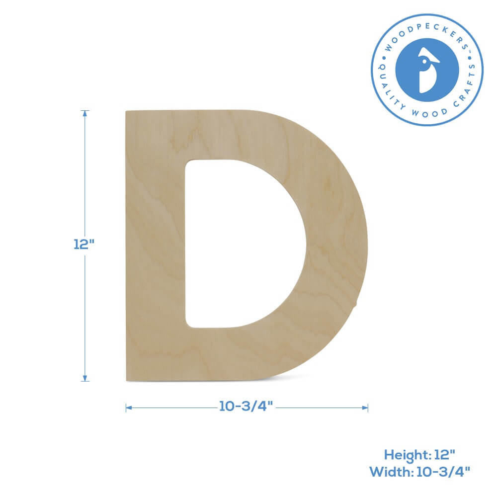 Woodpeckers Crafts Wood Cutout Letter D, 12"