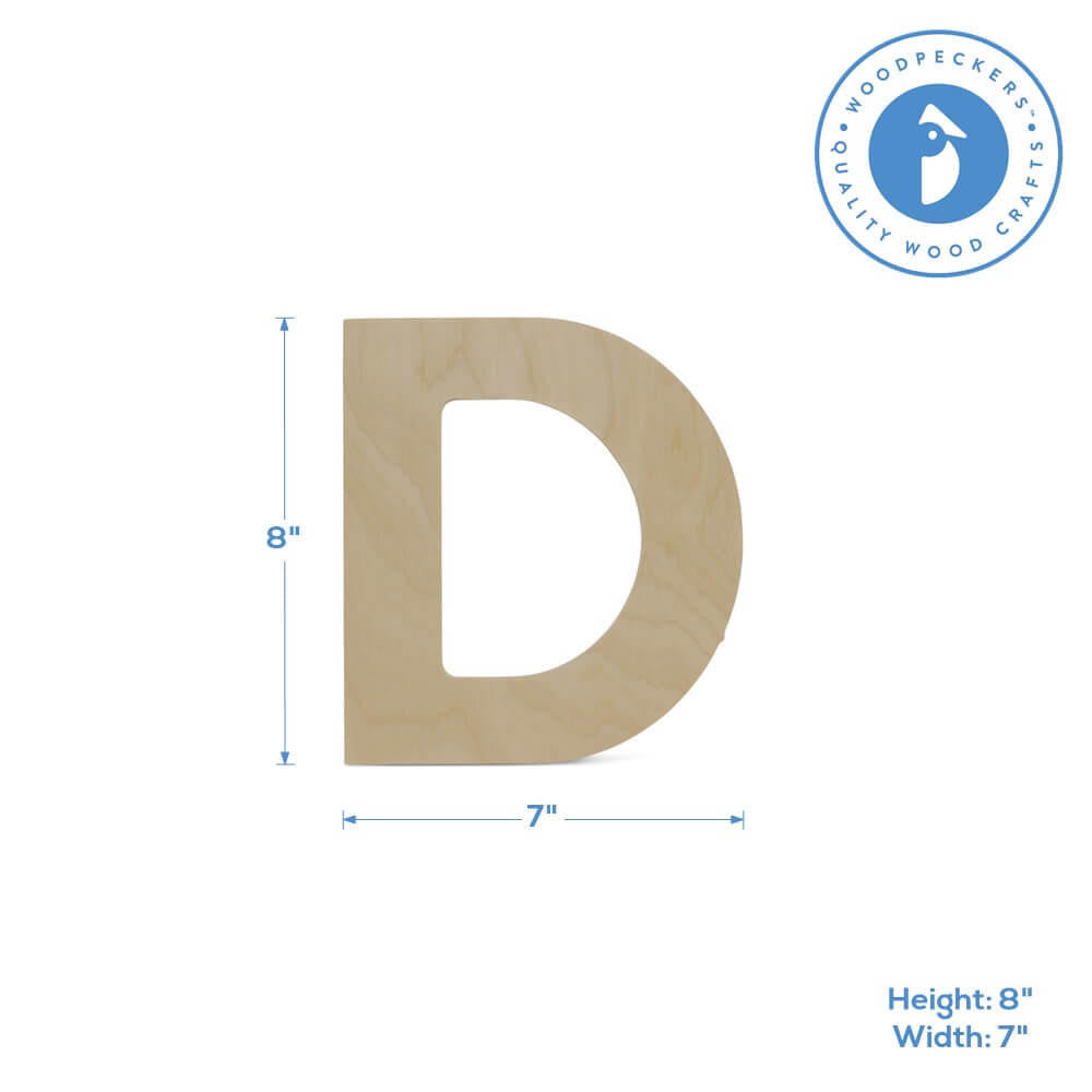 Woodpeckers Crafts Wood Cutout Letter D, 8"