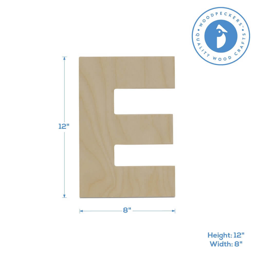 Woodpeckers Crafts Wood Cutout Letter E, 12"