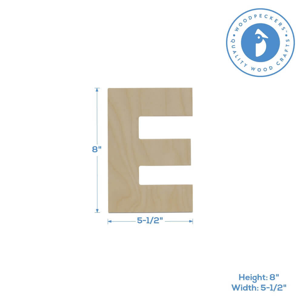 Woodpeckers Crafts Wood Cutout Letter E, 8"