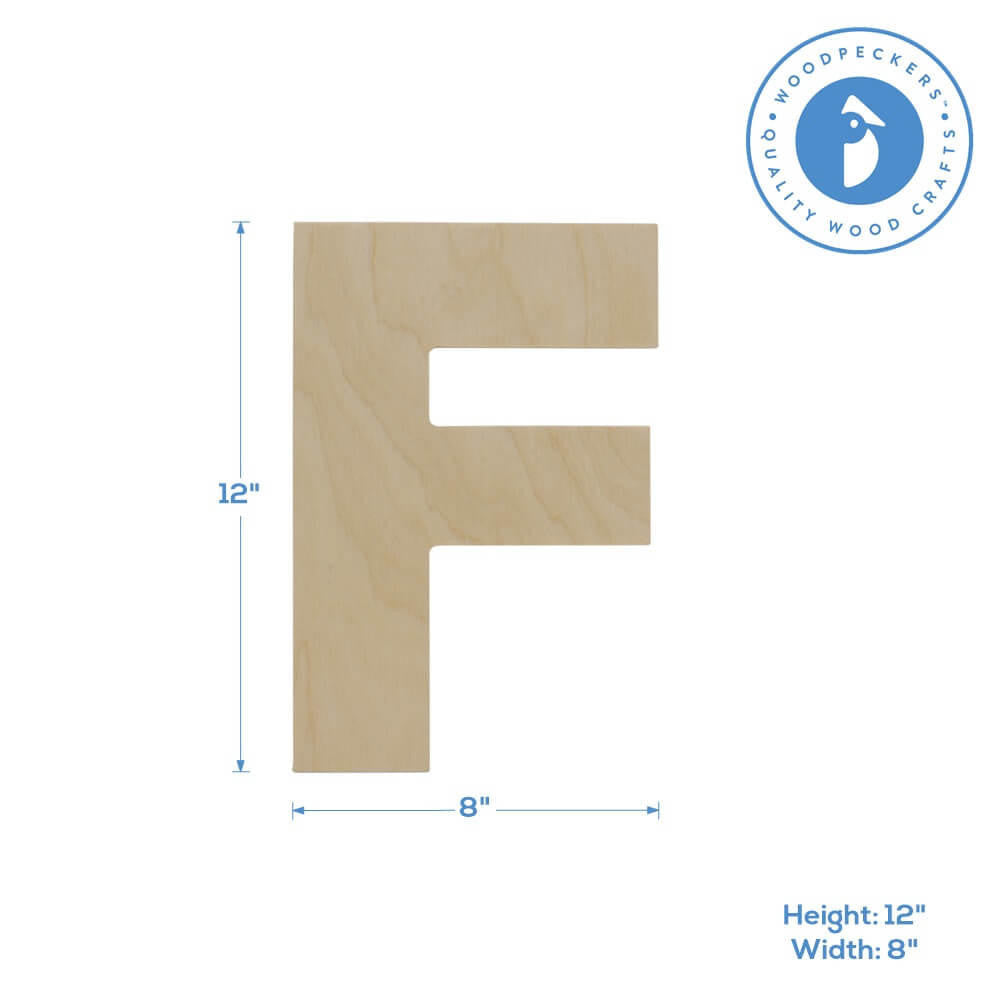 Woodpeckers Crafts Wood Cutout Letter F, 12"