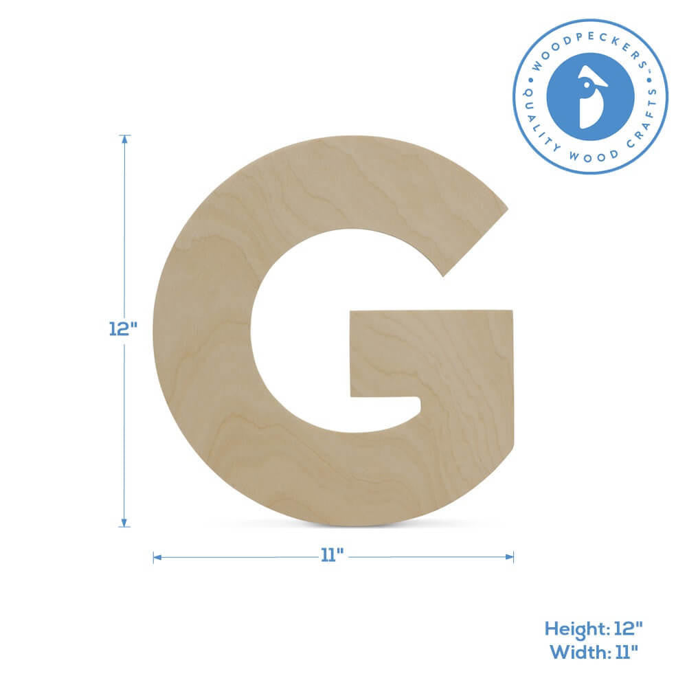 Woodpeckers Crafts Wood Cutout Letter G, 12"
