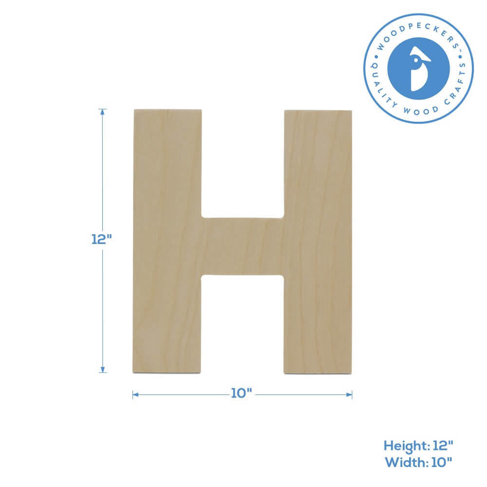 Woodpeckers Crafts Wood Cutout Letter H, 12"