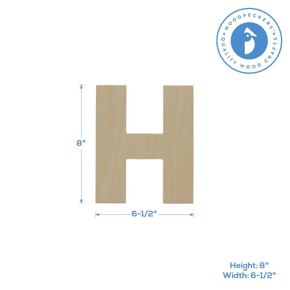 Woodpeckers Crafts Wood Cutout Letter H, 8"