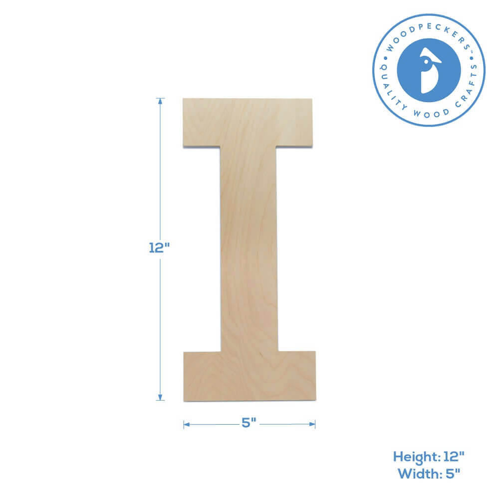 Woodpeckers Crafts Wood Cutout Letter I, 12"
