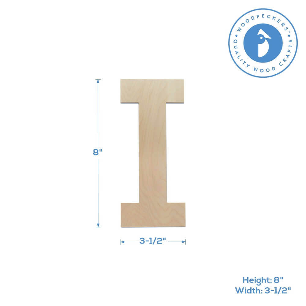Woodpeckers Crafts Wood Cutout Letter I, 8"