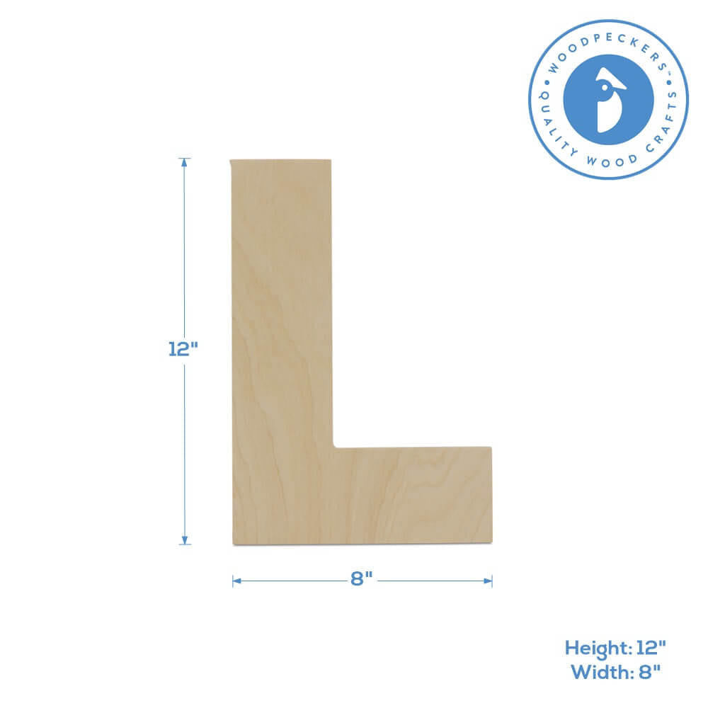 Woodpeckers Crafts Wood Cutout Letter L, 12"