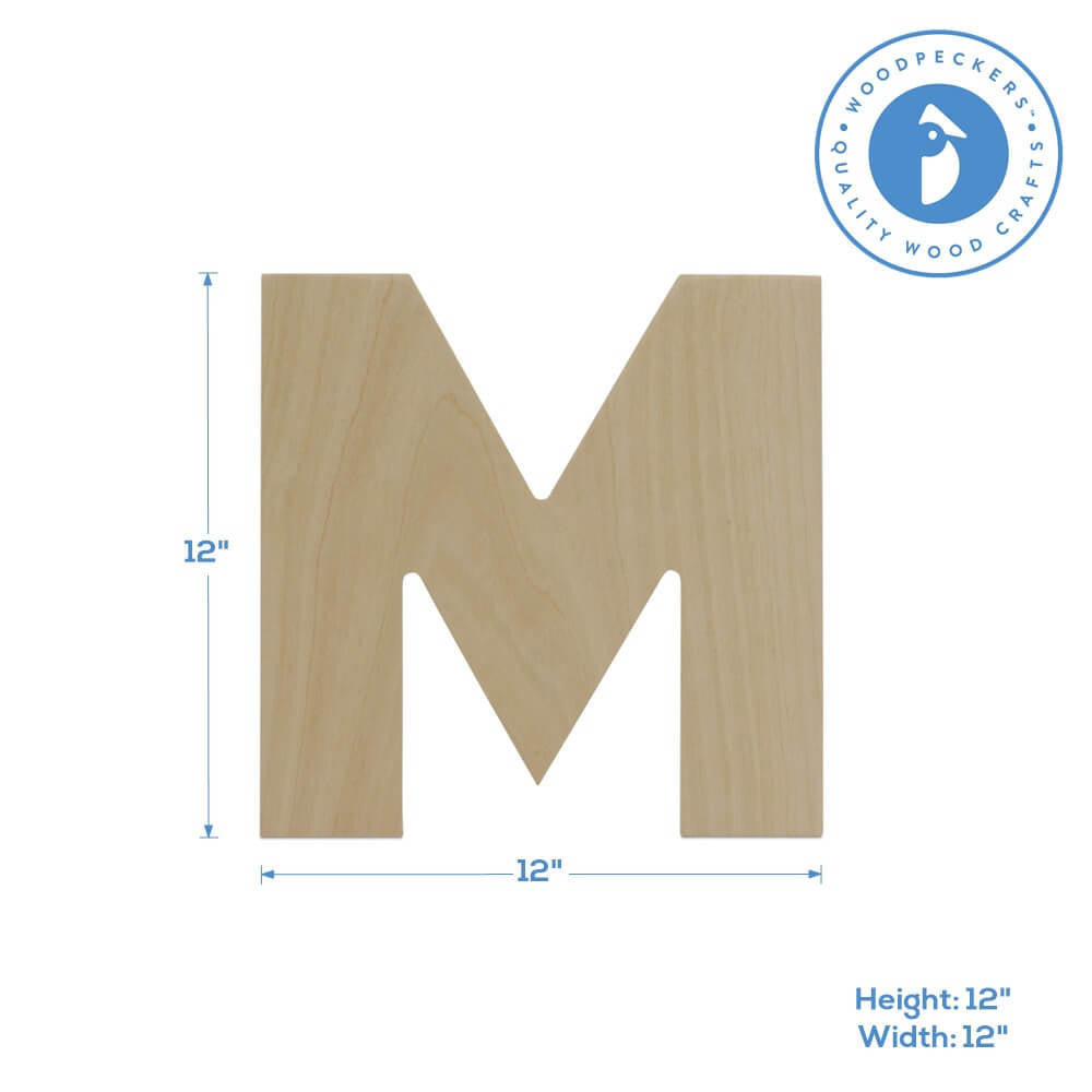 Woodpeckers Crafts Wood Cutout Letter M, 12"