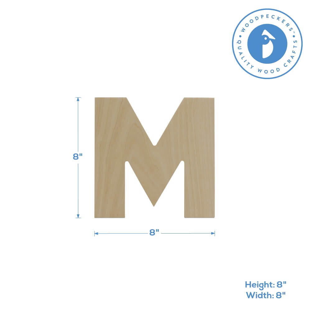 Woodpeckers Crafts Wood Cutout Letter M, 8"