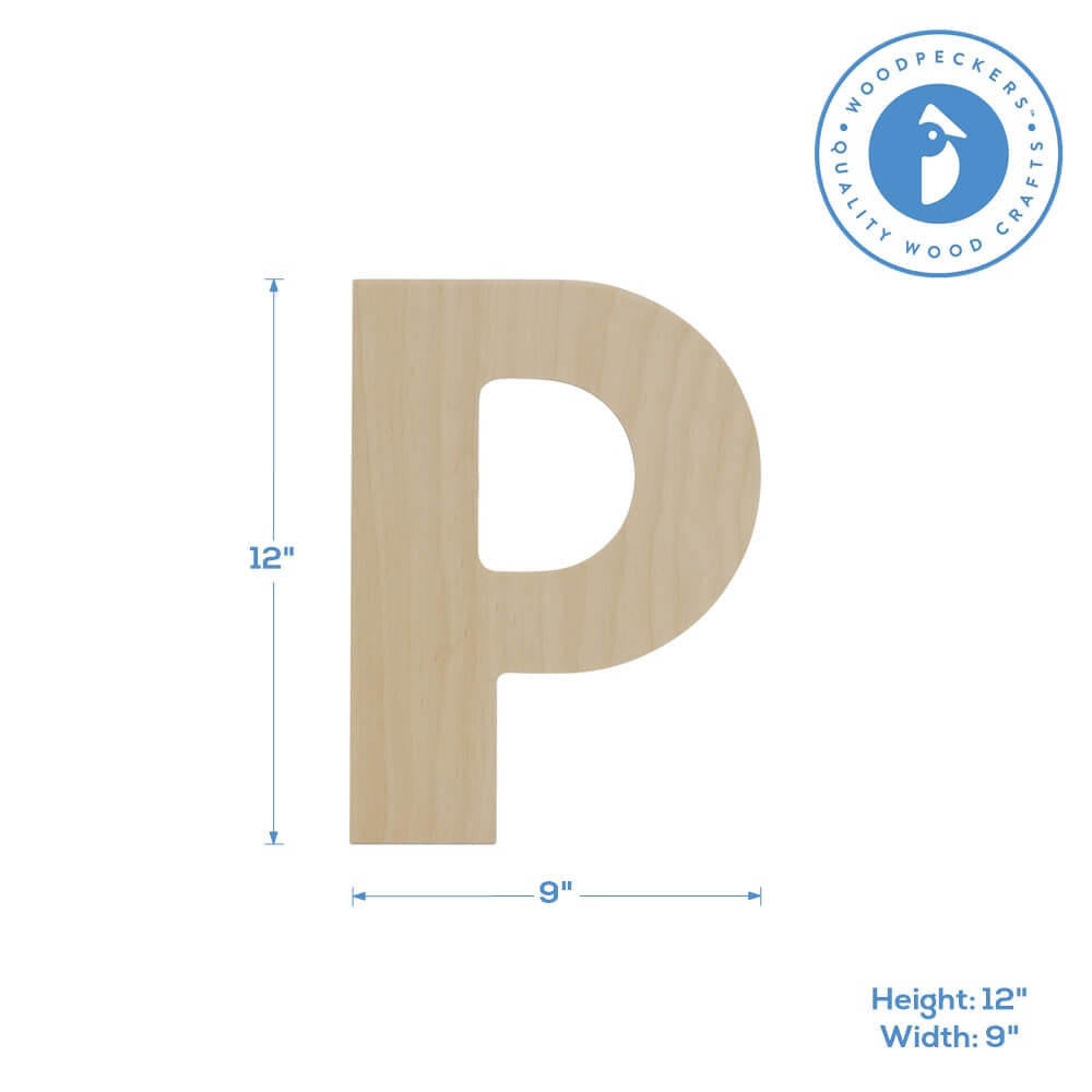Woodpeckers Crafts Wood Cutout Letter P, 12"