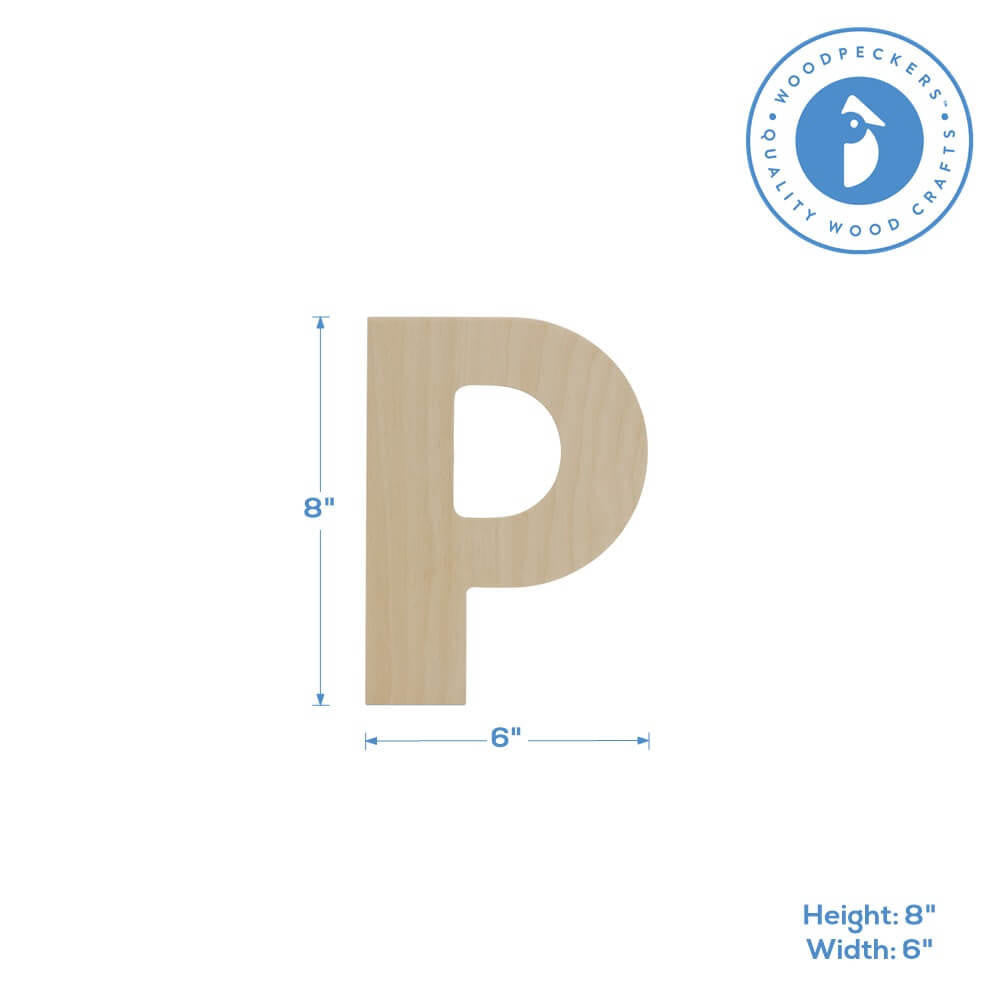 Woodpeckers Crafts Wood Cutout Letter P, 8"
