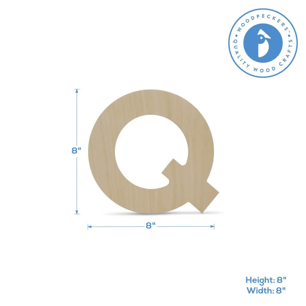 Woodpeckers Crafts Wood Cutout Letter Q, 8"