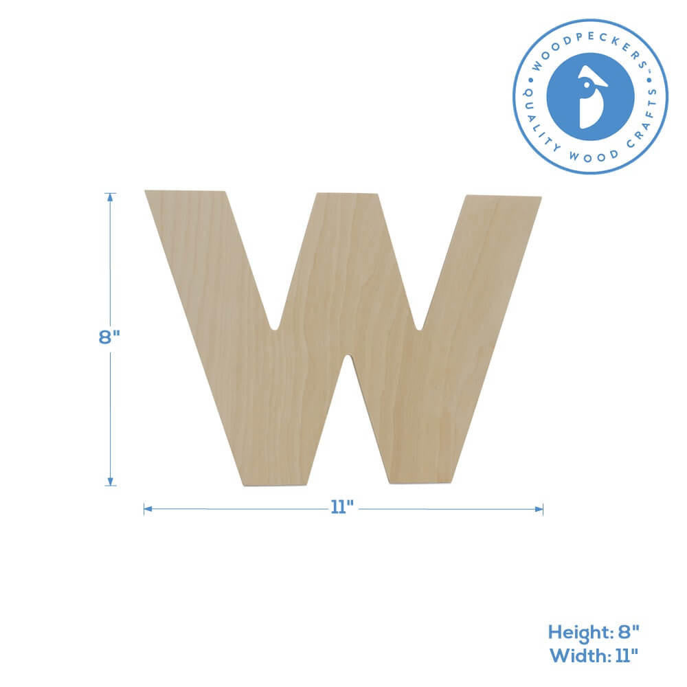 Woodpeckers Crafts Wood Cutout Letter W, 8"