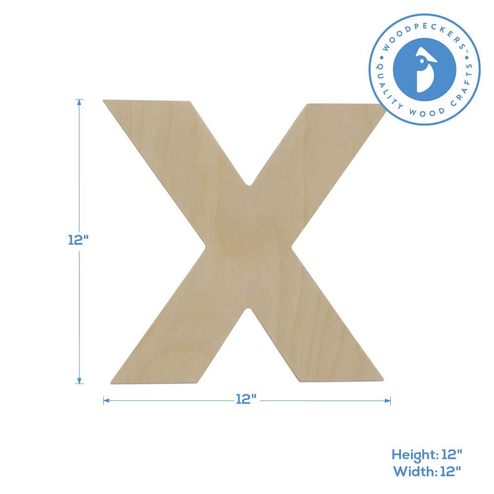 Woodpeckers Crafts Wood Cutout Letter X, 12"