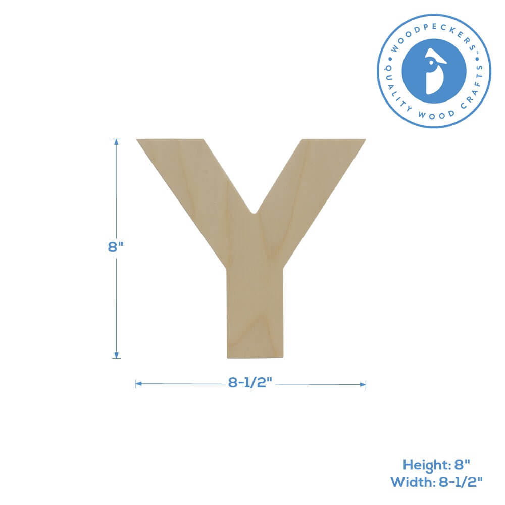 Woodpeckers Crafts Wood Cutout Letter Y, 8"