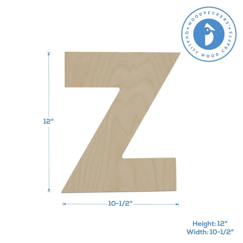 Woodpeckers Crafts Wood Cutout Letter Z, 12"