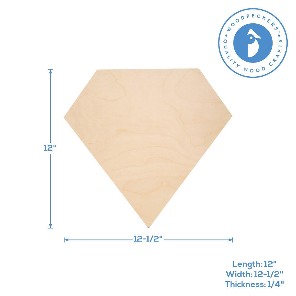 Wood Diamond Shape Cutout, 12”