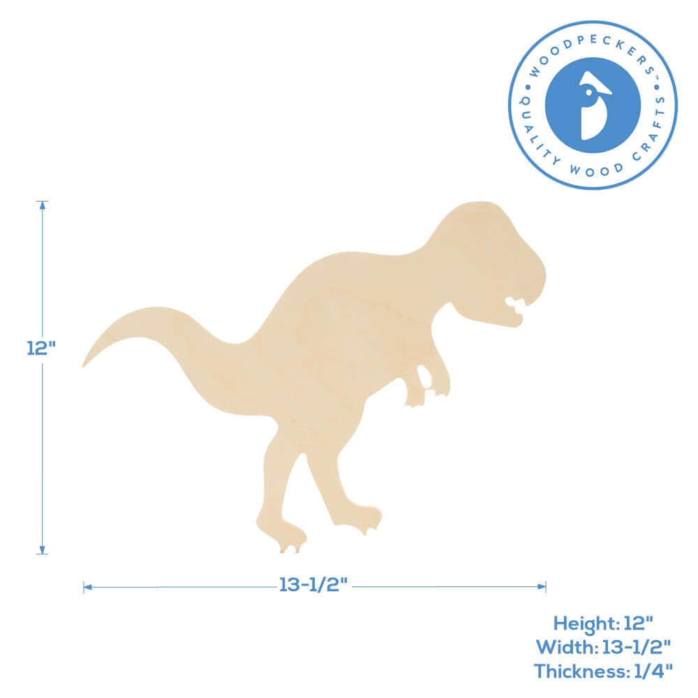 Wood Dinosaur Cutout, 12" x 13-1/2"