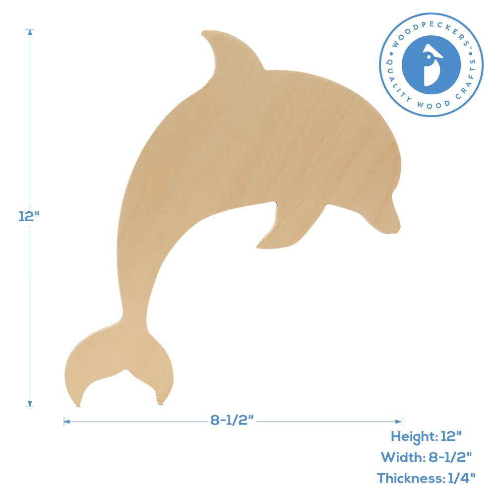 12" Wood Dolphin Cutout