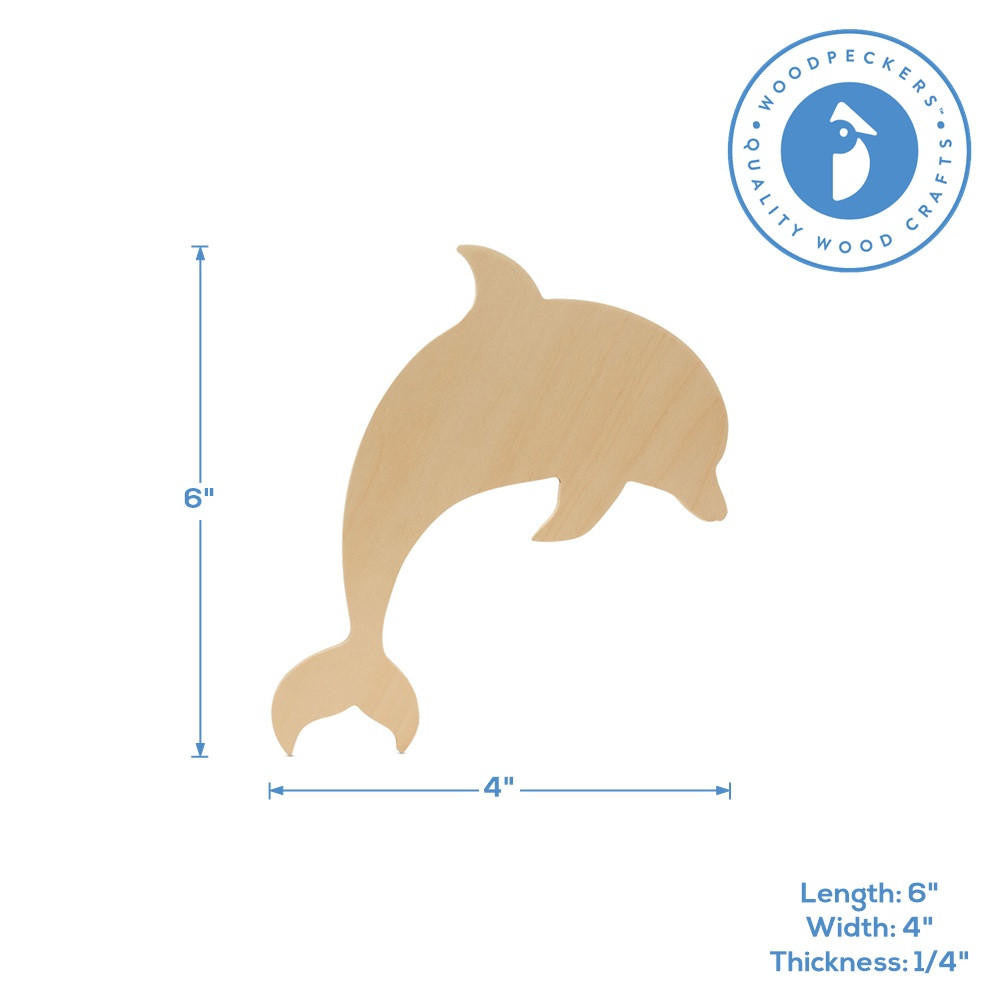 Woodpeckers Crafts Wood Dolphin Cutout