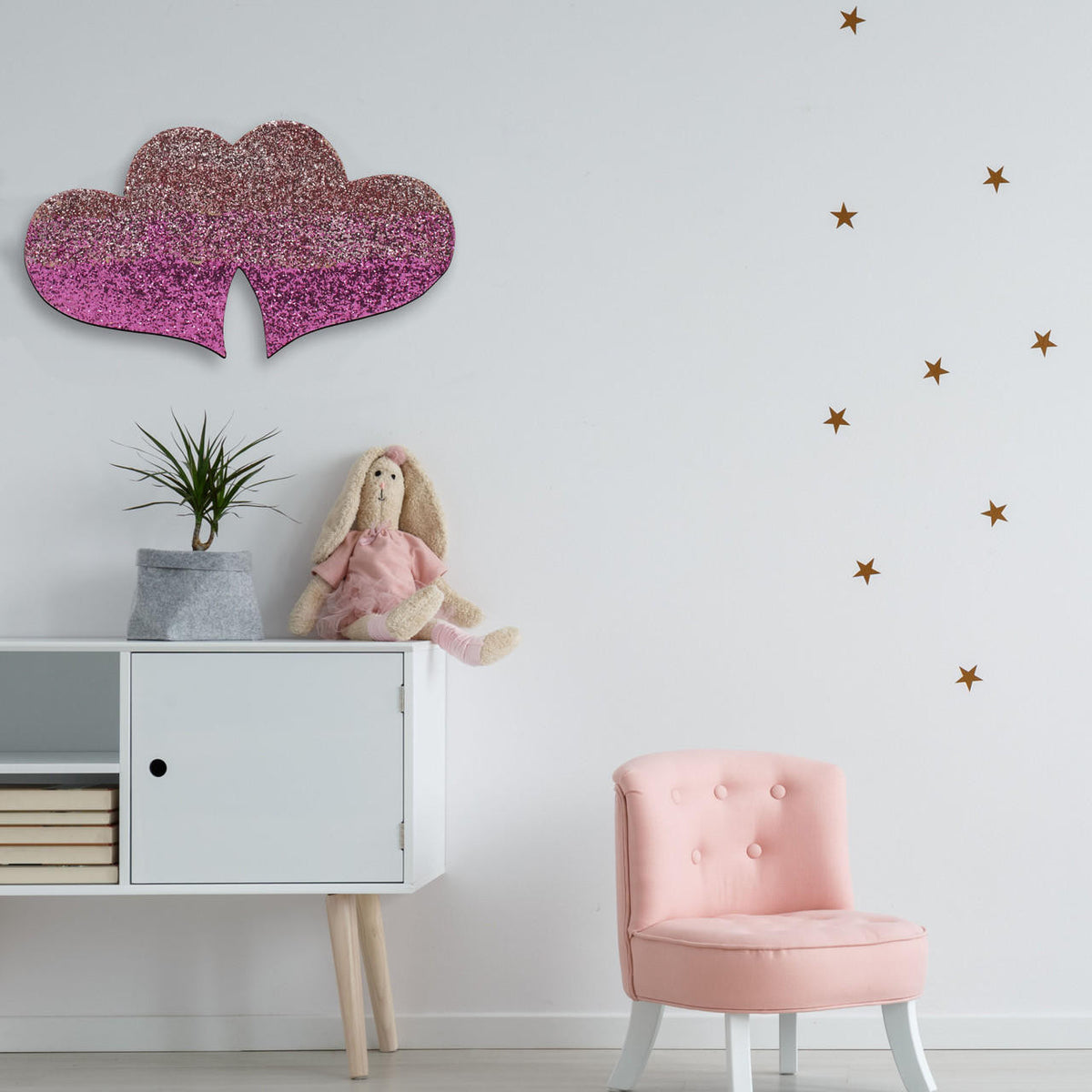 Wood Double Heart Cutout, 12" x 6.5"