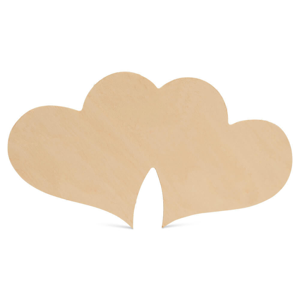 Wood Double Heart Cutout, 12" x 6.5"