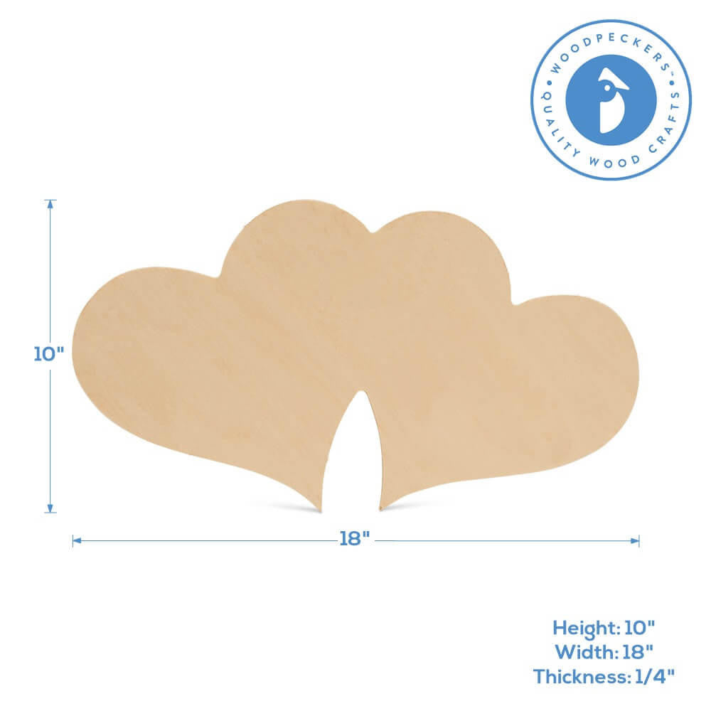 Wood Double Heart Cutout Jumbo, 18" x 10"