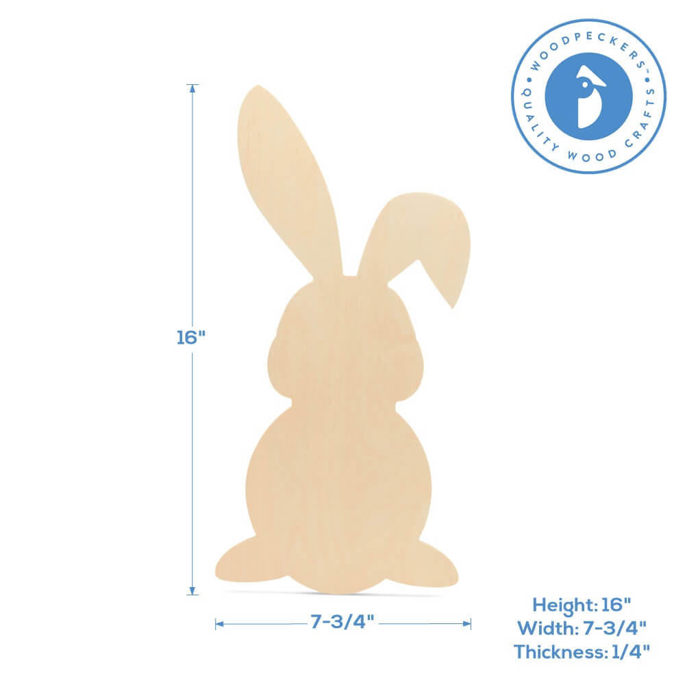 Woodpeckers Crafts Wood Easter Bunny Cutout Extra Large, 16" x 7.75"