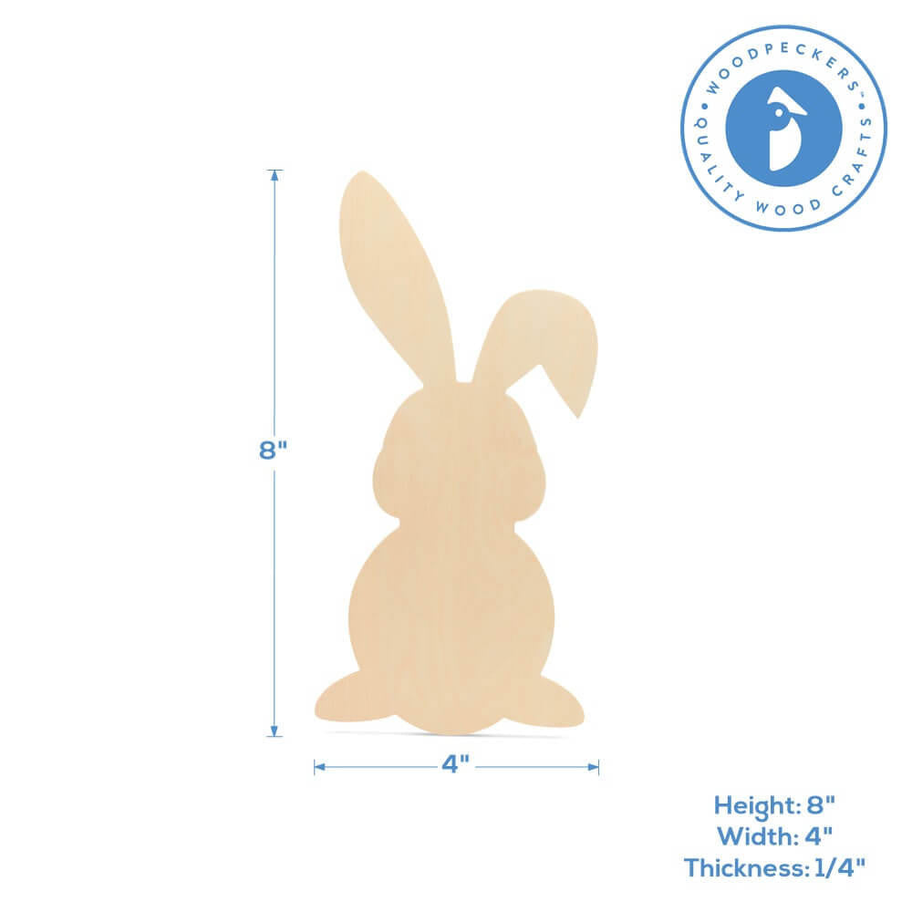 Woodpeckers Crafts Wood Easter Bunny Cutout Medium, 8" x 4"