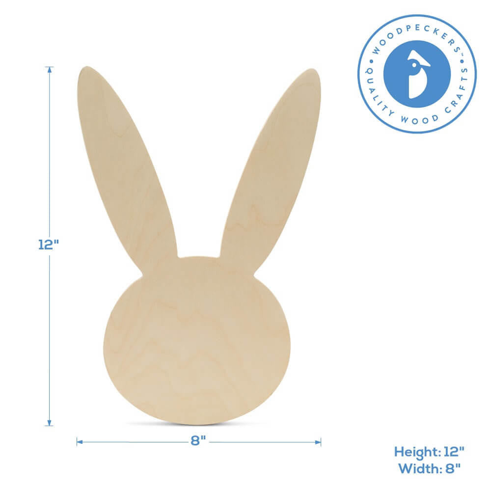 Woodpeckers Crafts Wood Easter Bunny Face Cutout Large, 12"