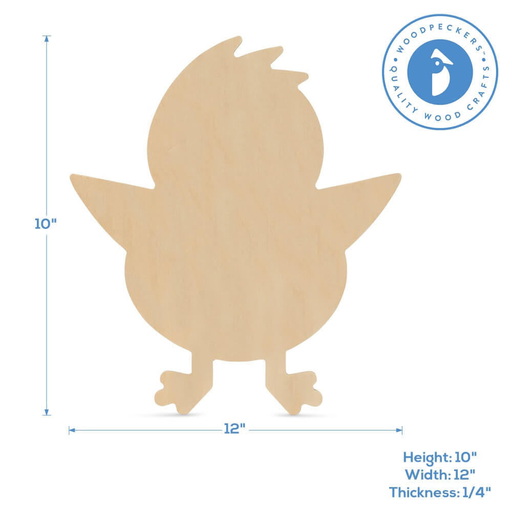 Woodpeckers Crafts Wood Easter Chick Cutout Large, 12" x 10"