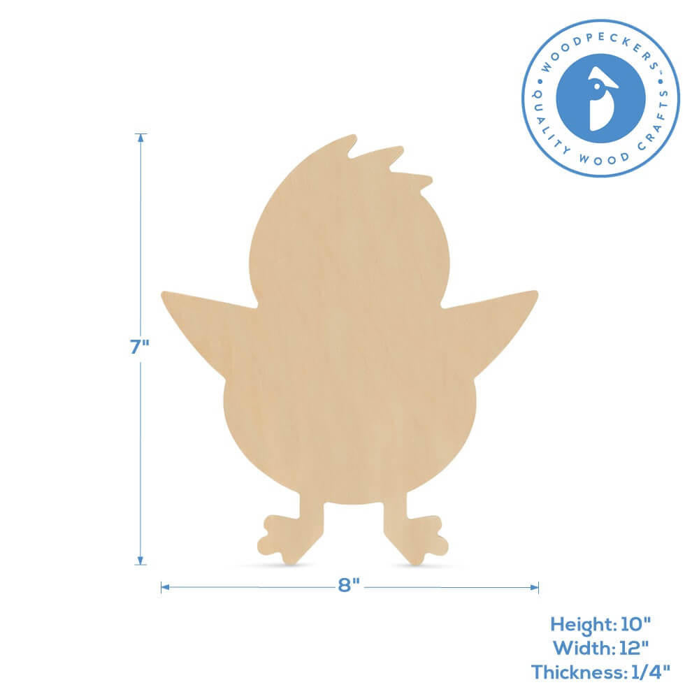 Woodpeckers Crafts Wood Easter Chick Cutout Medium, 8" x 7"