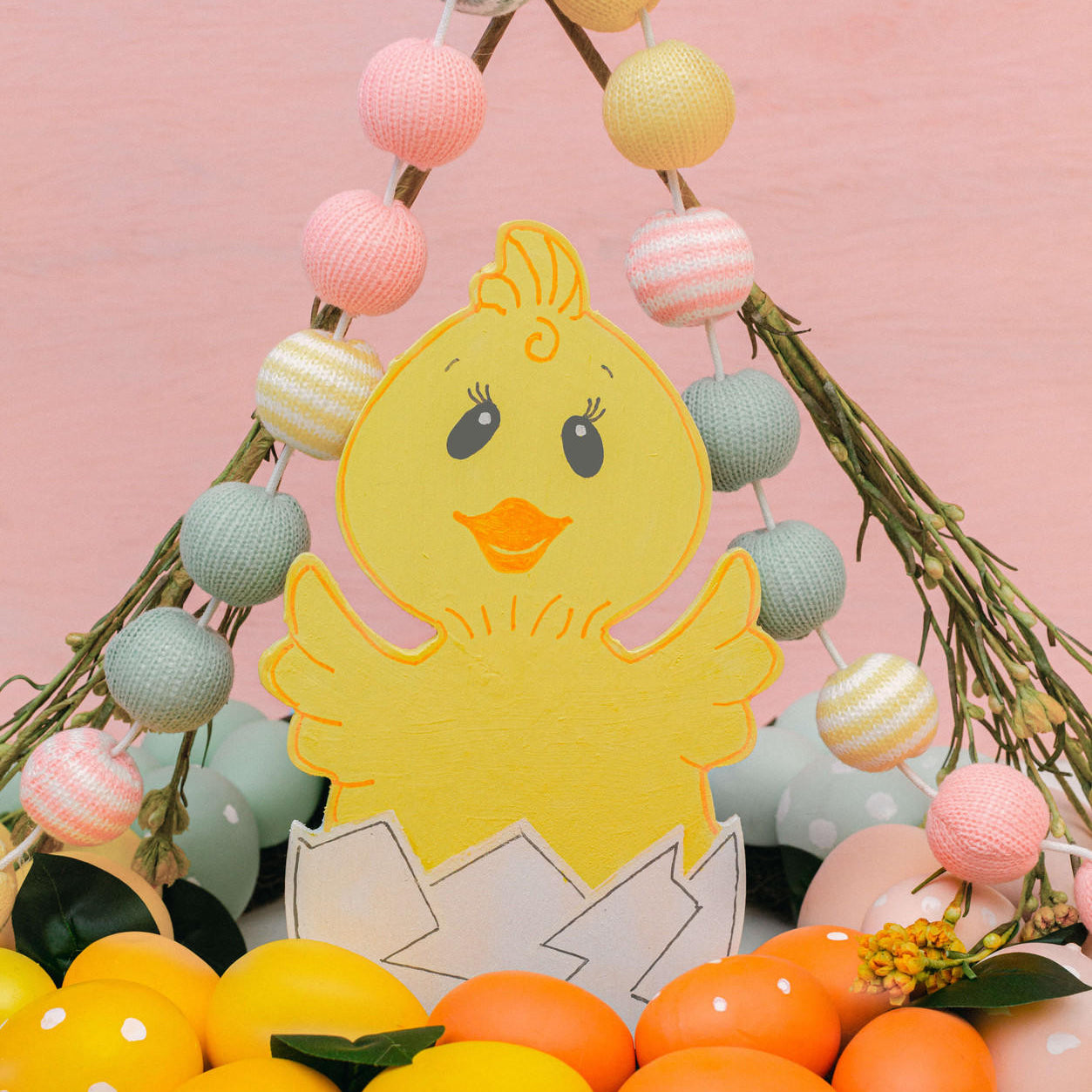Woodpeckers Crafts Wood Easter Chick In Egg Cutout Large, 12" x 6"