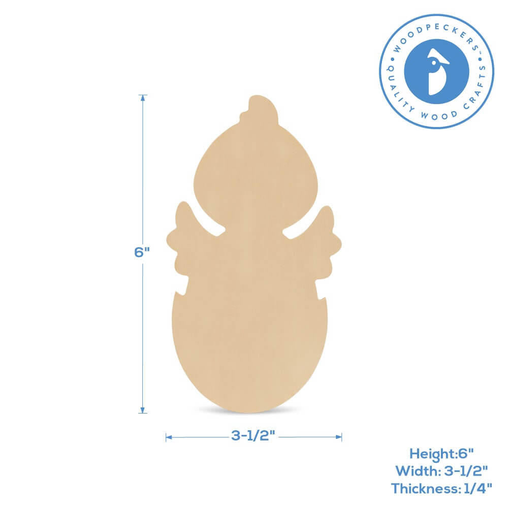 Woodpeckers Crafts Wood Easter Chick In Egg Cutout Small, 6" x 3.5"